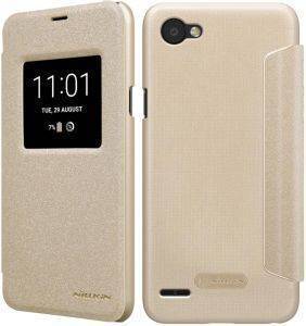 NILLKIN SPARKLE LEATHER FLIP CASE FOR LG Q6 GOLD