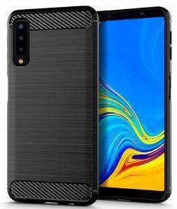 FORCELL SILICONE CARBON BACK COVER CASE FOR SAMSUNG GALAXY A7 2018 (A750) BLACK