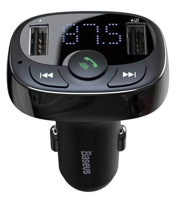 BASEUS TRANSMITER FM T-TYPE S-09A BLUETOOTH MP3 CAR CHARGER BLACK BASEUS