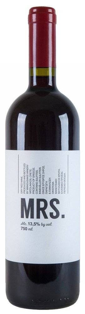ΚΡΑΣΙ MRS. ΟΙΝΟΠΟΙΙΑ ΜΑΝΟΥΣΑΚΗ ΕΡΥΘΡΟ 750ML ΟΙΝΟΠΟΙΙΑ ΜΑΝΟΥΣΑΚΗ