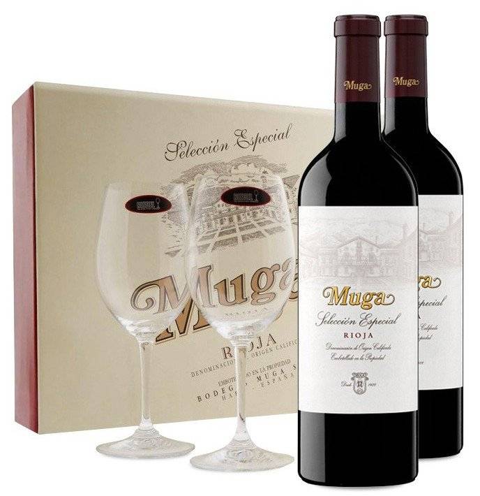 ΣΥΣΚΕΥΑΣΙΑ 2 ΦΙΑΛΩΝ ΚΡΑΣΙ MUGA SELECCION ESPECIAL RIOJA RESERVA 2019 ΕΡΥΘΡΟ 750ML + 2 ΠΟΤΗΡΙΑ RIEDE