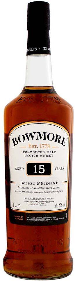 BOWMORE ΟΥΙΣΚΙ BOWMORE SINGLE MALT 15 ΕΤΩΝ GOLDEN - ELEGANT 1000 ML