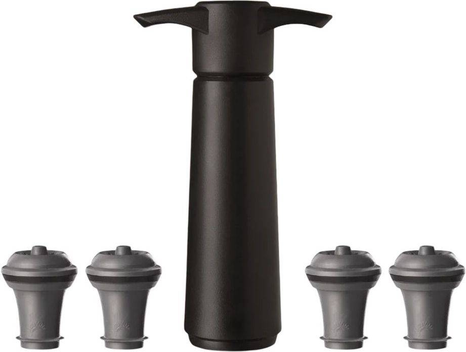 VACU VIN ΑΝΤΛΙΑ VACU VIN WINE SAVER ΜΑΥΡΗ + 4 ΠΩΜΑΤΑ