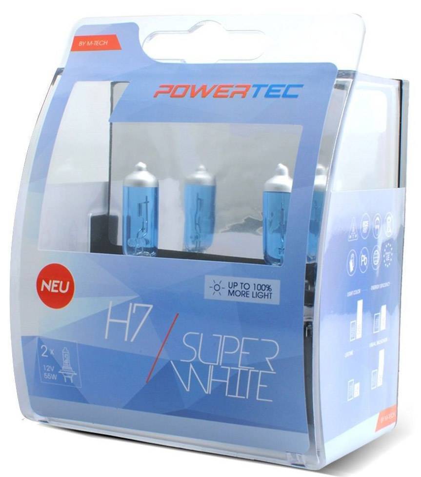 2 ΛΑΜΠΕΣ ΑΛΟΓΟΝΟΥ H7 55W SUPER WHITE POWERTEC (PTZSW7-DUO) POWERTEC