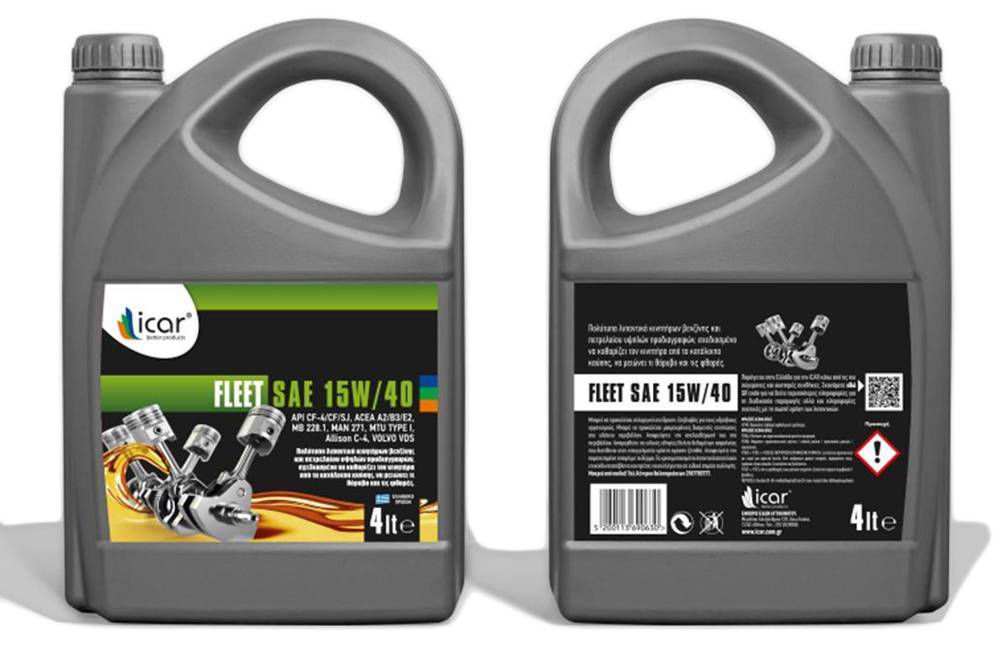 ΛΙΠΑΝΤΙΚΌ ΠΡΟΔΙΑΓΡΑΦΩΝ ACEA A2/B3/E2. ICAR FLEET 15W404LT. ICAR
