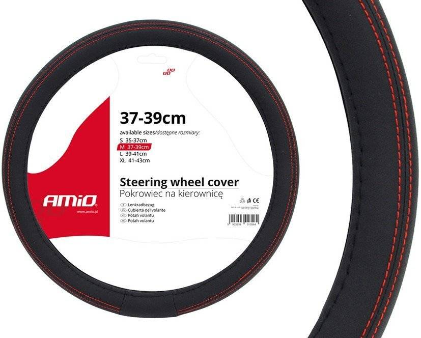 ΚΑΛΥΜΜΑ ΤΙΜΟΝΙΟΥ 37/39CM SWC-01 ΜΑΥΡΟ ΜΕ ΚΟΚΚΙΝΗ ΡΑΦΗ AMIO  1 ΤΕΜ.