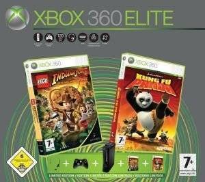 XBOX 360 ELITE BUNDLE+INDIANA JONES THE ORIGINAL ADVENTURE+KUNG FU PANDA