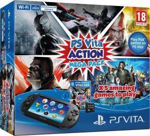 PLAYSTATION VITA WIFI  2004 & ACTION MEGA PACK VOUCHER & MEMORY CARD 8GB