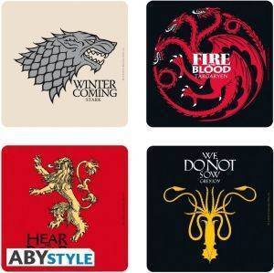 GAME OF THRONES - SET 4 COASTERS HOUSES
