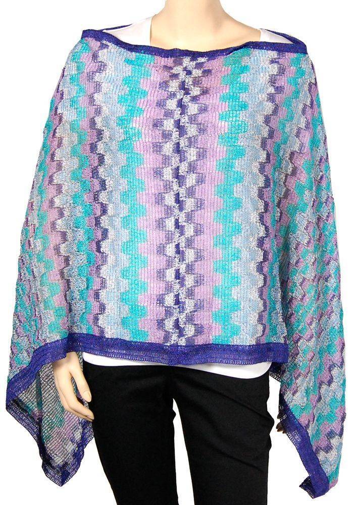 PONCHO MISSONI ΜΠΛΕ/ΜΩΒ (ONE SIZE)
