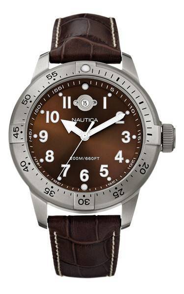 ΑΝΔΡΙΚΟ ΡΟΛΟΙ NAUTICA BROWN DIAL LEATHER STRAP