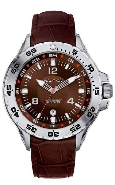 ΑΝΔΡΙΚΟ ΡΟΛΟΙ NAUTICA BROWN LEATHER STRAP