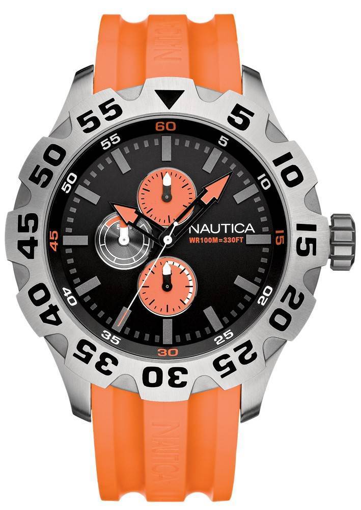 NAUTICA ΑΝΔΡΙΚΟ ΡΟΛΟΙ NAUTICA ORANGE SPORT RUBBER STRAP