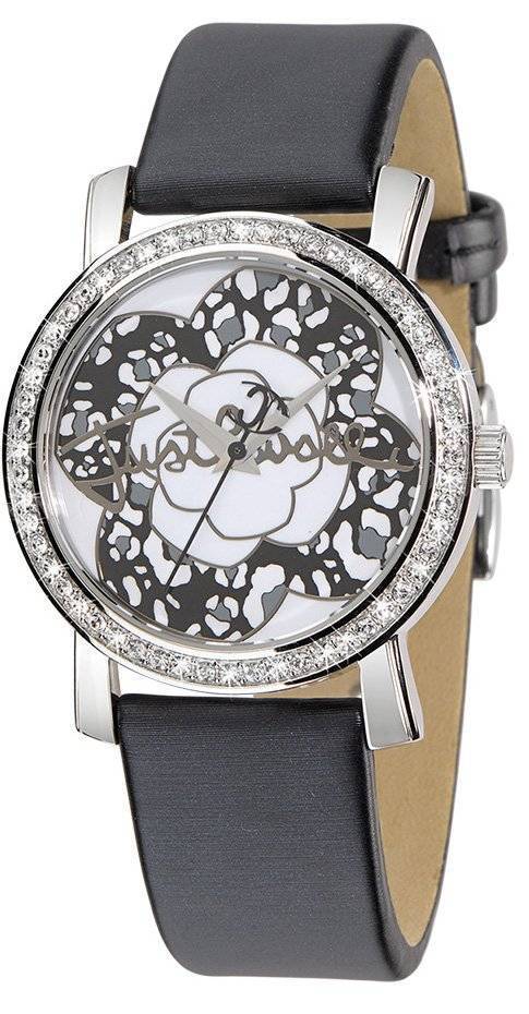 ΓΥΝΑΙΚΕΙΟ ΡΟΛΟΙ JUST CAVALLI MOON BLACK LEATHER STRAP