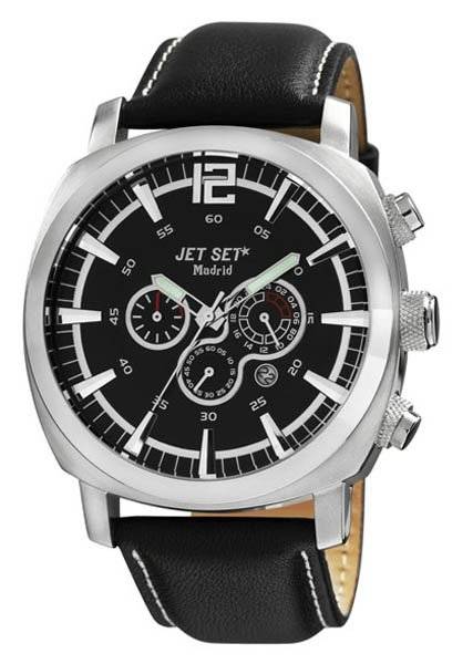JET-SET ΑΝΔΡΙΚΟ ΡΟΛΟΙ JET SET MADRID CHRONOGRAPH BLACK LEATHER STRAP