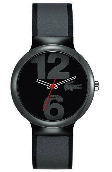 ΓΥΝΑΙΚΕΙΟ ΡΟΛΟΙ LACOSTE GOA BLACK AND GREY RUBBER STRAP LACOSTE