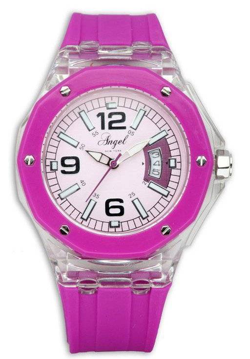 ΓΥΝΑΙΚΕIΟ ΡΟΛOΙ ANGEL PURPLE RUBBER STRAP