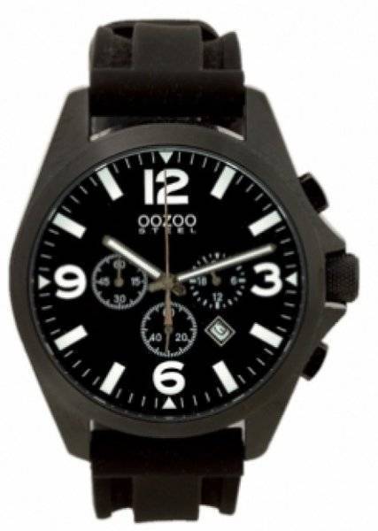 OOZOO ΑΝΔΡΙΚΟ ΡΟΛΟΙ OOZOO STEEL XL CHRONOGRAPH BLACK RUBBER STRAP