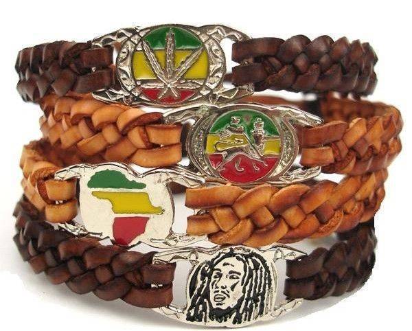 STUDIO ACCESSORI ΒΡΑΧΙΟΛΙΑ ΔΕΡΜΑΤΙΝΑ STUDIO ACCESSORI BOB MARLEY ΚΑΦΕ (4TMX)