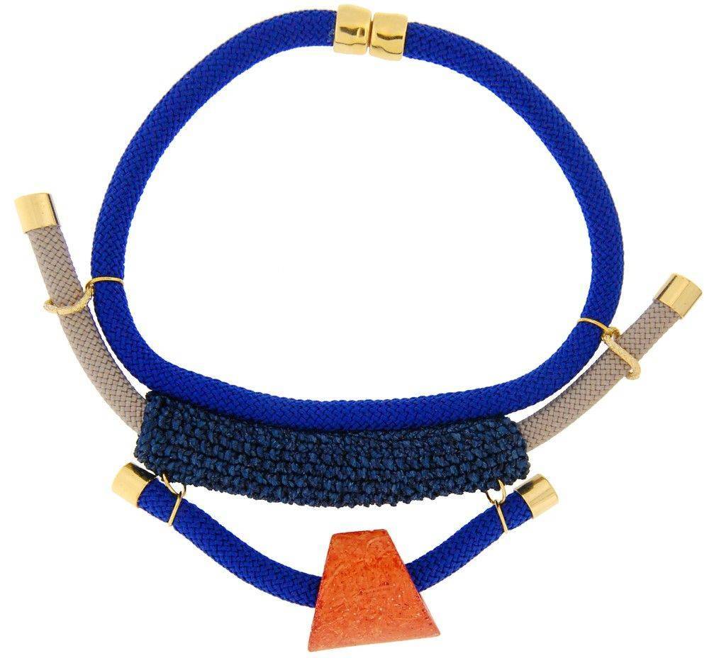 ΚΟΛΙΕ ROCK THE OUTFIT ΧΕΙΡΟΠΟΙΗΤΟ ΠΛΕΚΤΟ ΜΕ ΚΡΕΜΑΣΤΟ ΜΠΛΕ/ΠΟΡΤΟΚΑΛΙ ROCK THE OUTFIT