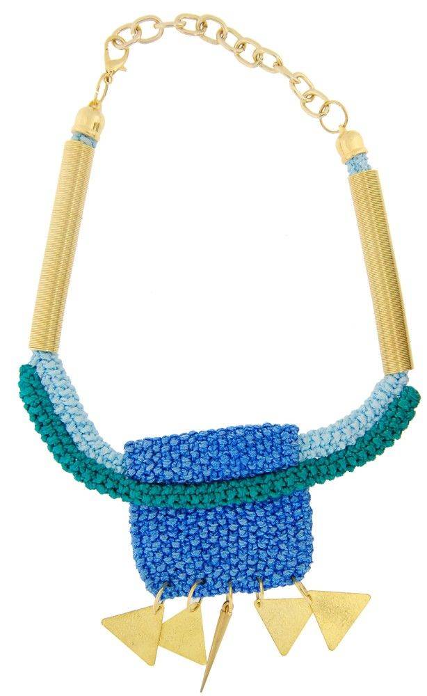 ROCK THE OUTFIT ΚΟΛΙΕ ROCK THE OUTFIT ΧΕΙΡΟΠΟΙΗΤΟ ΠΛΕΚΤΟ ΜΕ ΚΡΕΜΑΣΤΑ ΜΠΛΕ/ΧΡΥΣΟ