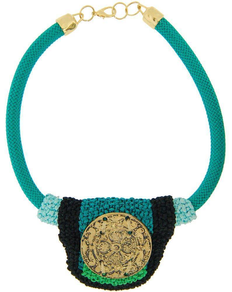 ΚΟΛΙΕ ROCK THE OUTFIT ΧΕΙΡΟΠΟΙΗΤΟ ΠΛΕΚΤΟ ΜΕ ΚΟΣΜΗΜΑ ΠΡΑΣΙΝΟ/ΜΑΥΡΟ