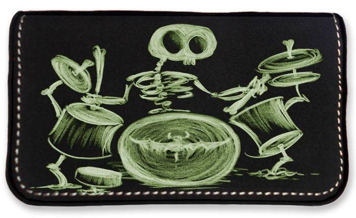 ΔΕΡΜΑΤΙΝΗ ΚΑΣΤΟΡΙΝΗ ΘΗΚΗ ΚΑΠΝΟΥ ON AND OFF SKELETON DRUMMER