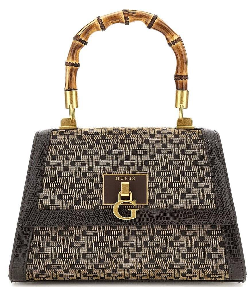ΤΣΑΝΤΑ ΧΕΙΡΟΣ GUESS STEPHI BAMBOO FLAP HWJK7875210 LOGO ΚΑΦΕ GUESS
