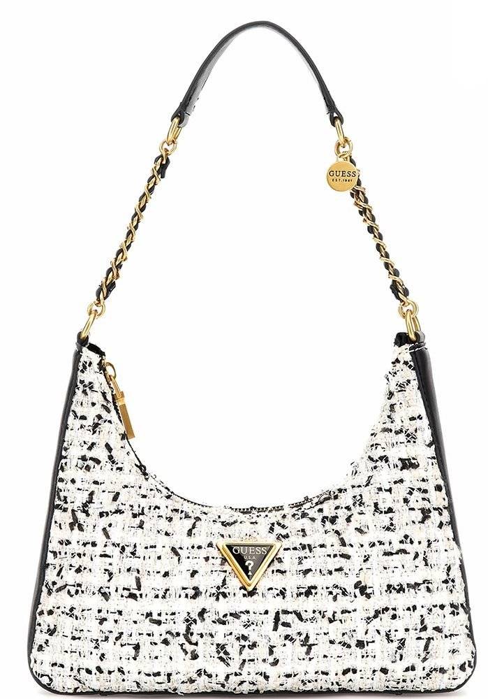 ΤΣΑΝΤΑ ΩΜΟΥ GUESS GIULLY TOP ZIP HWTC8748180 ΛΕΥΚΟ/ΜΑΥΡΟ GUESS