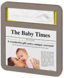   BABY ART NEWS PRINT NEWS PRINT FRAME TAUPE & LIME/PLUM