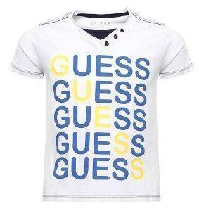 T-SHIRT GUESS KIDS N82I10 K6X80 BRAND LOGO  (118.)-(5-6)