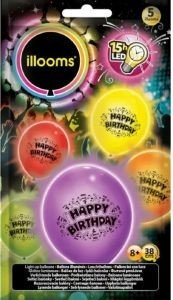 ILLOOMS LED BALLOONS  5 HAPPY BIRTHDAY