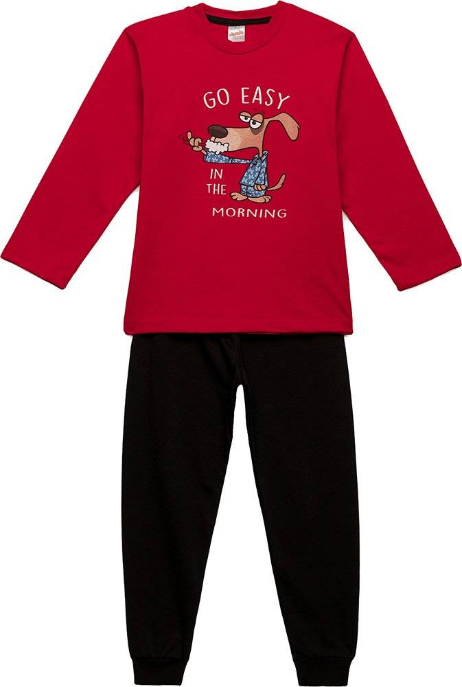 ΠΥΤΖΑΜΕΣ MINERVA GO EASY ΚΟΚΚΙΝΟ/ΜΑΥΡΟ (140-152CM)-(10-12 ΕΤΩΝ) MINERVA