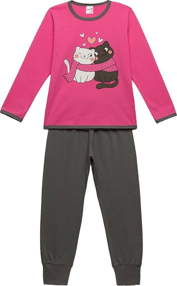 ΠΥΤΖΑΜΕΣ MINERVA SWEET CATS ΦΟΥΞΙΑ/ΣΚΟΥΡΟ ΓΚΡΙ (152-164CM)-(12-14 ΕΤΩΝ) MINERVA