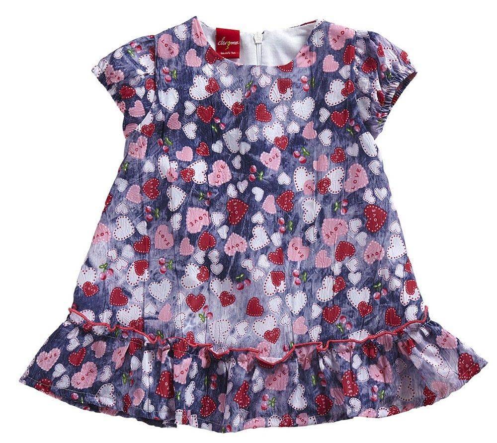 ΒΡΕΦΙΚΟ ΦΟΡΕΜΑ CHROMA ΜΕ ΚΟΝΤΟ ΜΑΝΙΚΙ ΚΑΡΔΙΕΣ ΜΠΛΕ/ΚΟΚΚΙΝΟ (80ΕΚ.)-(12-15 ΜΗΝΩΝ)