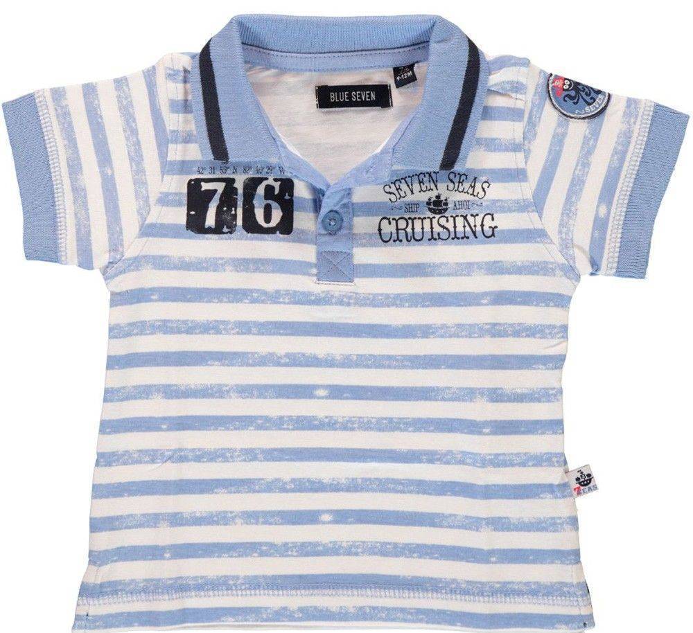 BLUE SEVEN ΜΠΛΟΥΖΑ ΜΕ ΚΟΝΤΟ ΜΑΝΙΚΙ BLUE SEVEN ΠΟΛΟ KNITTED 935001-507 ΓΑΛΑΖΙΟ/ΛΕΥΚΟ (68ΕΚ.)-(6-9ΜΗΝΩΝ)