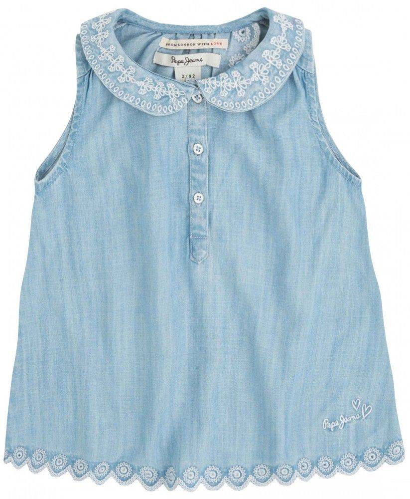 ΜΠΛΟΥΖΑ ΑΜΑΝΙΚΗ PEPE JEANS TRISH KIDS GIRL ΜΠΛΕ ΤΖΗΝ (92ΕΚ.)-(1-2ΕΤΩΝ) PEPE JEANS