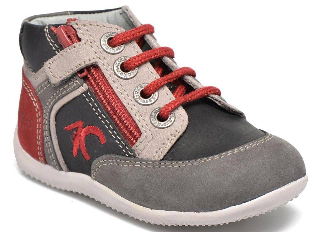 KICKERS ΠΑΠΟΥΤΣΙ ΜΠΟΤΑΚΙ KICKERS BARNEY ΓΚΡΙ/ΚΟΚΚΙΝΟ (EU:19)