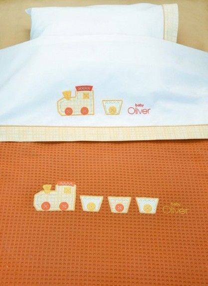 ΚΟΥΒΕΡΤΑ ΠΙΚΕ BABY OLIVER ΤΡΕΝΑΚΙ 100X140CM (6720/619) ΠΟΡΤΟΚΑΛΙ BABY OLIVER