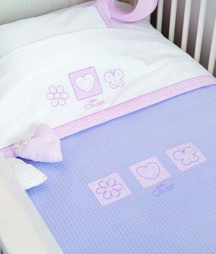 ΚΟΥΒΕΡΤΑ ΠΙΚΕ BABY OLIVER ΚΑΡΔΙΑ 100X140CM (6720/614) ΜΩΒ
