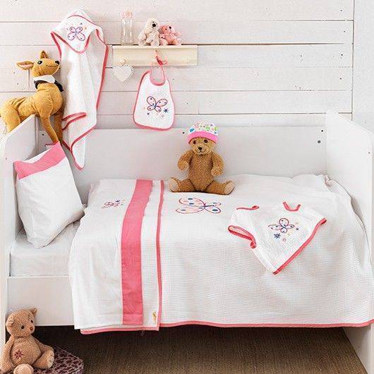 ΣΕΤ ΛΟΥΤΡΟΥ BEBE PALAMAIKI HOME BUTTERFLY ΛΕΥΚΟ/ΡΟΖ 3ΤΜΧ