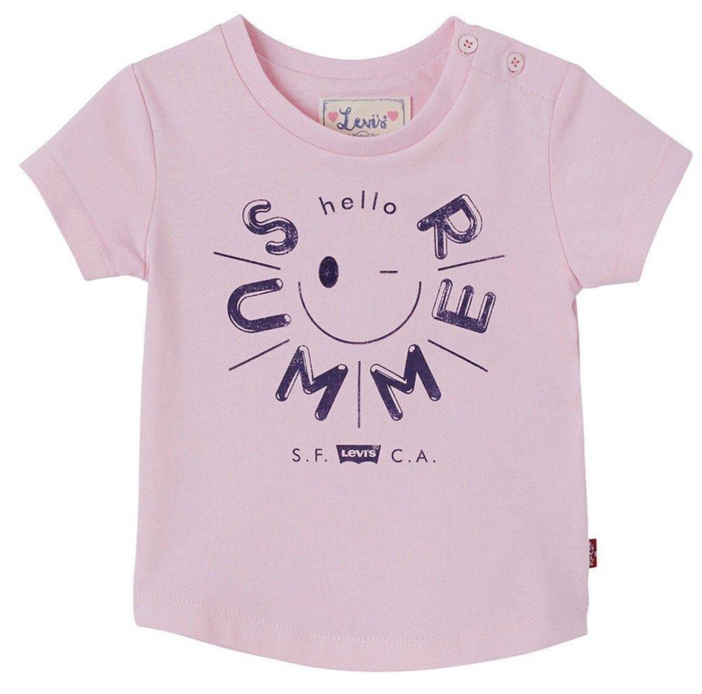 T-SHIRT LEVI&amp;#039;S SMILY HELLO SUMMER NJ10574 ΡΟΖ (74ΕΚ.)-(6-12ΜΗΝΩΝ)