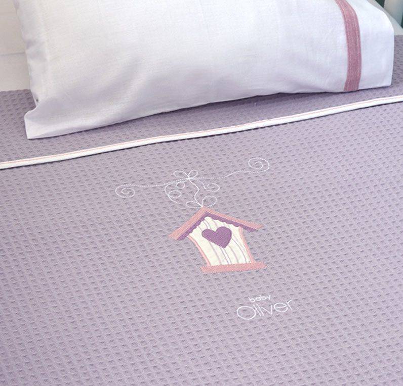 ΚΟΥΒΕΡΤΑ ΠΙΚΕ BABY OLIVER DREAM BIRDS ΛΙΛΑ 100X140CM