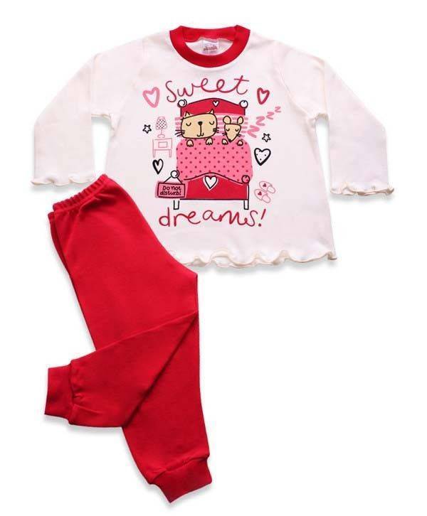 ΠΥΖΑΜΑΚΙΑ MINERVA ΜΑΚΡΥ ΜΑΝΙΚΙ SWEET DREAMS ΖΑΧΑΡΙ/ΚΟΚΚΙΝΟ (70ΕΚ.)-(6-12 ΜΗΝΩΝ)