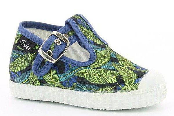 ΠΑΠΟΥΤΣΟΠΕΔΙΛΟ ΠΑΝΙΝΟ ASTER MINOO 631142 ΕΜΠΡΙΜΕ ΦΥΛΛΑ ΜΠΛΕ/ΠΡΑΣΙΝΟ (EU:21)