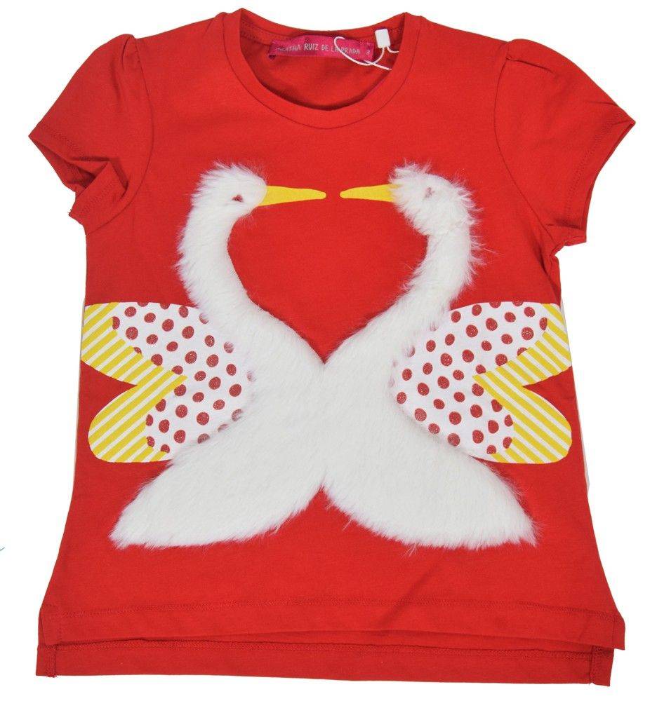 T-SHIRT AGATHA RUIZ DE LA PRADA ΚΥΚΝΟΙ ΚΟΚΚΙΝΟ-ΛΕΥΚΟ (116ΕΚ.)-(6ΕΤΩΝ) AGATHA RUIZ DE LA PRADA