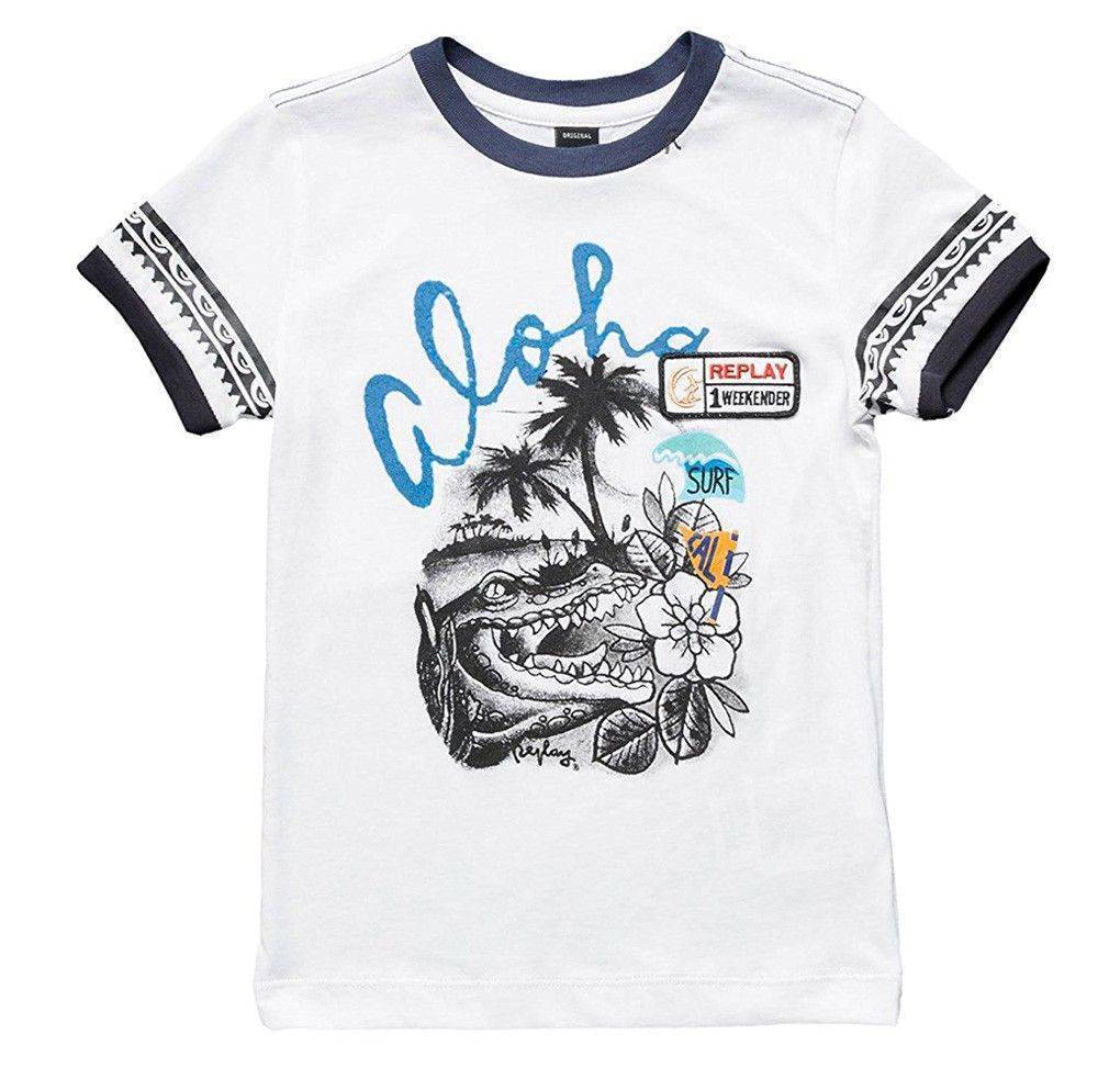 T-SHIRT REPLAY SB7527.052.20994-001 ΛΕΥΚΟ (104ΕΚ.)-(4ΕΤΩΝ) REPLAY