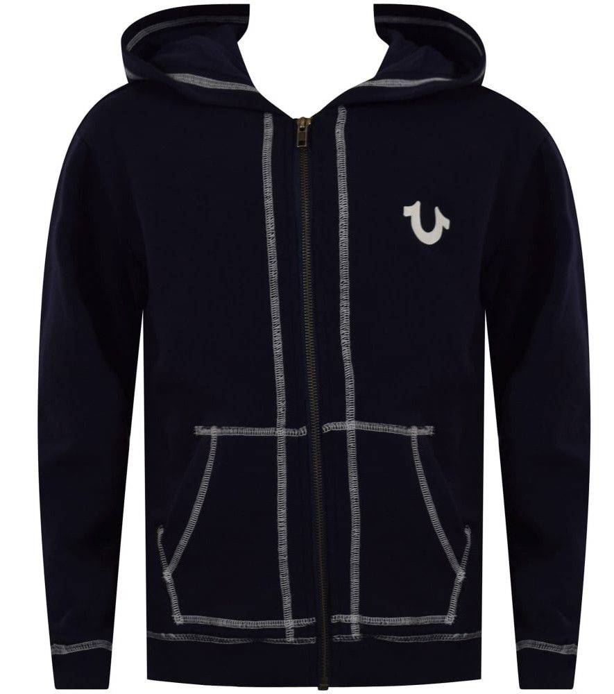 HOODIE ΜΕ ΦΕΡΜΟΥΑΡ TRUE RELIGION FRENCH TERRY TR146HD32 ΣΚΟΥΡΟ ΜΠΛΕ (104ΕΚ.)-(3-4 ΕΤΩΝ) TRUE RELIGION