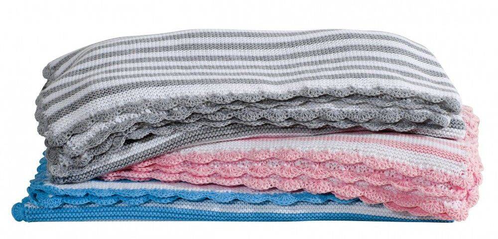 ΠΛΕΚΤΗ ΚΟΥΒΕΡΤΑ ΑΓΚΑΛΙΑΣ ESSENTIAL BABY GREENWICH POLO CLUB 2946 ΛΕΥΚΟ/ΓΚΡΙ 75X100CM GREENWICH POLO CLUB