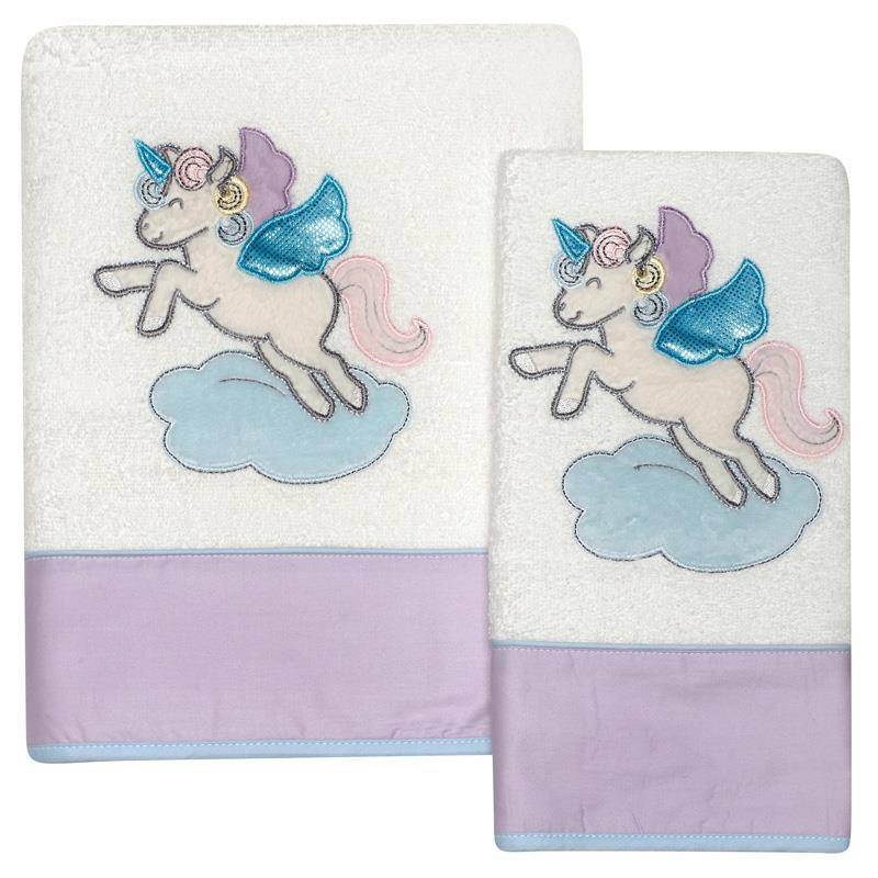 ΒΡΕΦΙΚΕΣ ΠΕΤΣΕΤΕΣ ΜΠΑΝΙΟΥ DREAM LINE EMBROIDERY DAS HOME 6463 ΛΕΥΚΟ/ΜΩΒ 2ΤΜΧ DAS HOME